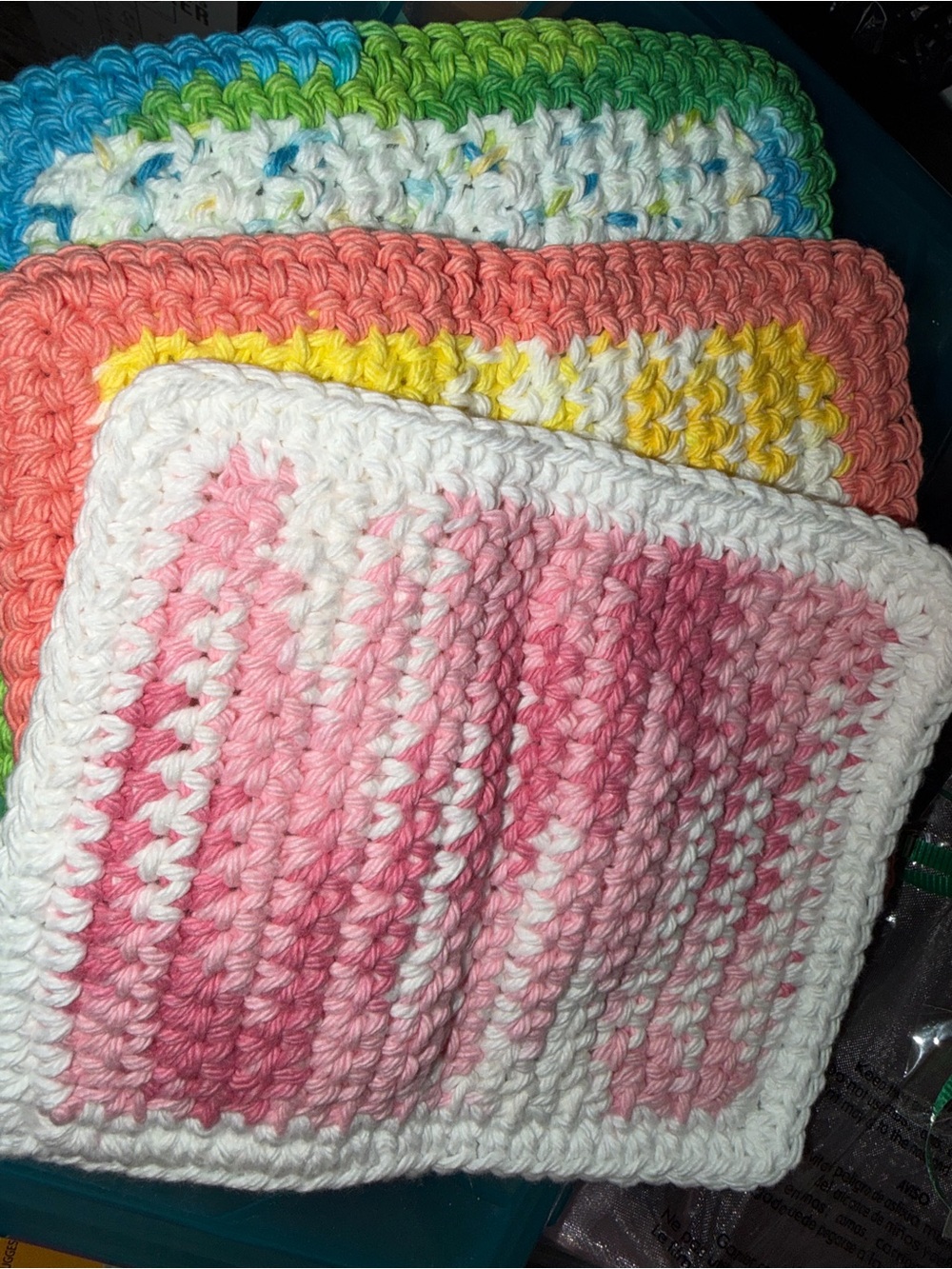 Handmade Multicolor Crochet Washcloths 5x7